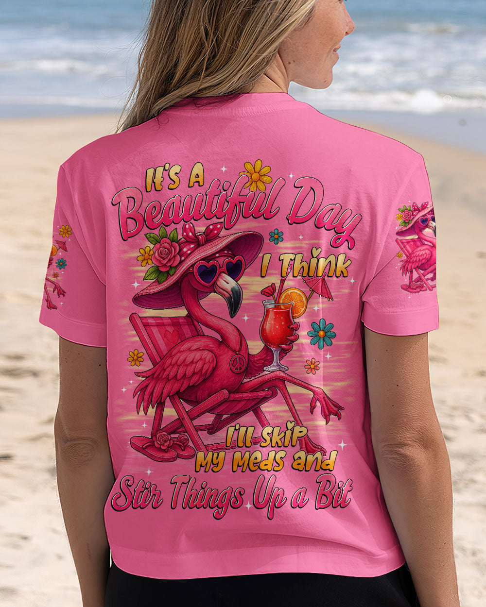 IT'S A BEAUTIFUL DAY FLAMINGO ALL OVER PRINT - TYTD2205251