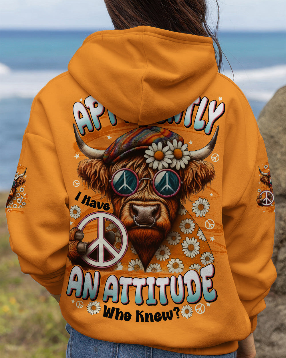 APPARENTLY I HAVE AN ATTITUDE WHO KNEW COW ALL OVER PRINT - TYTD2212251