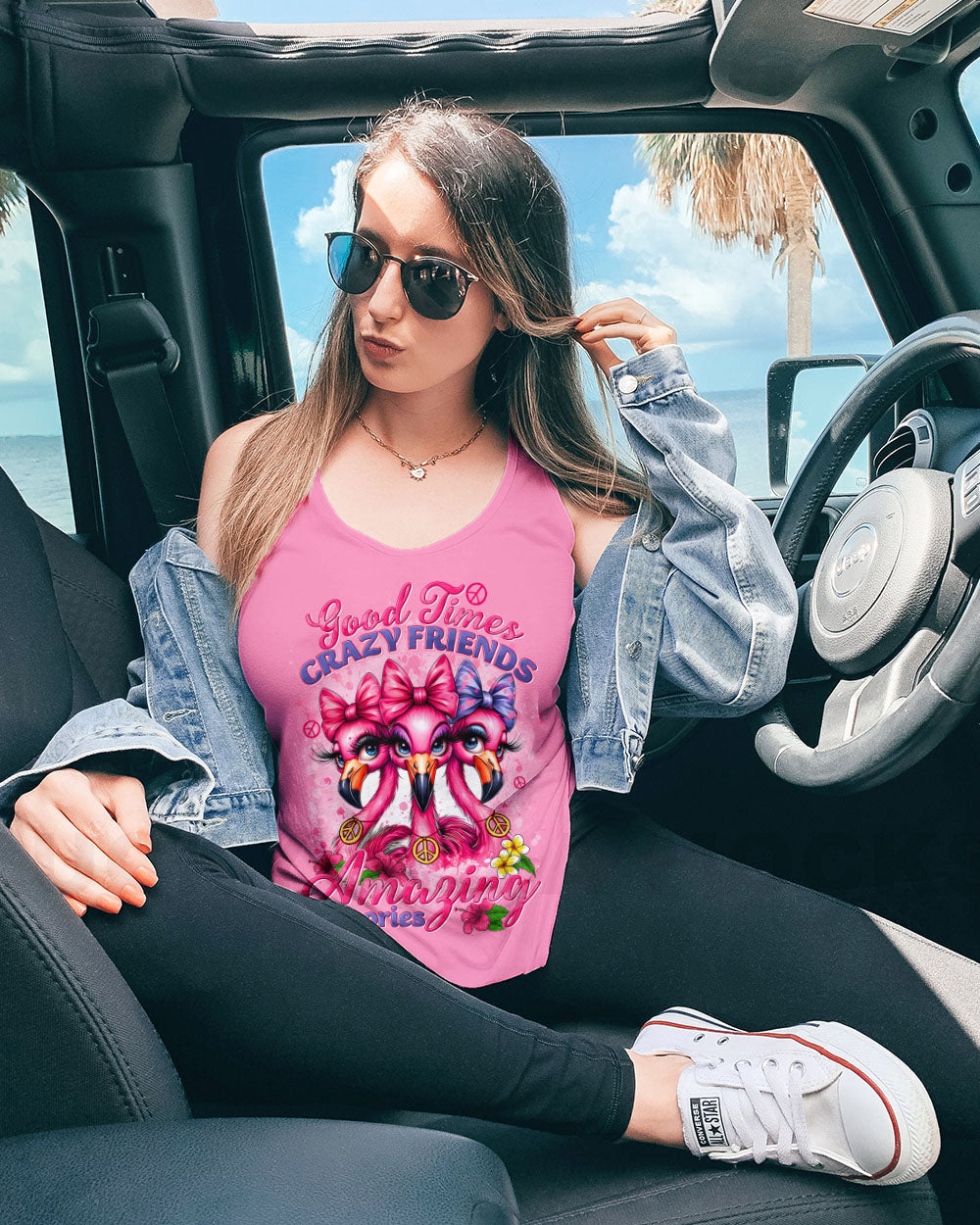 GOOD TIMES CRAZY FRIEND FLAMINGO ALL OVER PRINT - TYTD2305242
