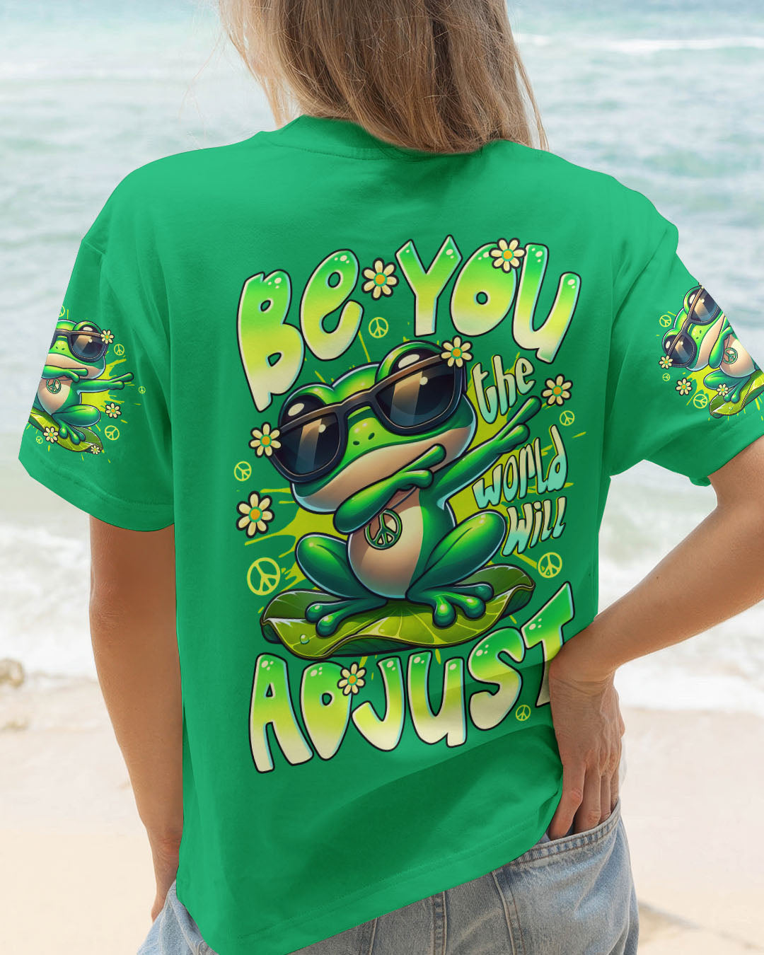 BE YOU THE WORLD WILL ADJUST FROG ALL OVER PRINT - TYTD2708253