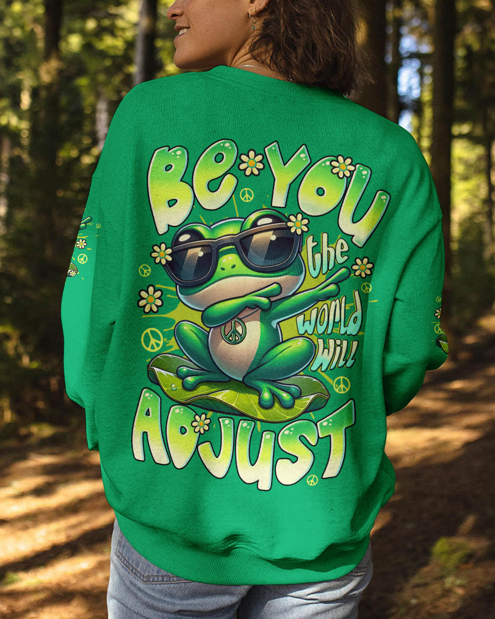 BE YOU THE WORLD WILL ADJUST FROG ALL OVER PRINT - TYTD2708253