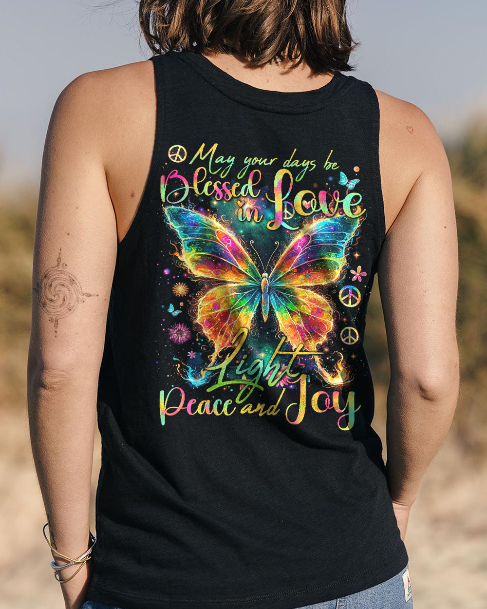 LOVE LIGHT PEACE AND JOY BUTTERFLY ALL OVER PRINT - TYTD2901242