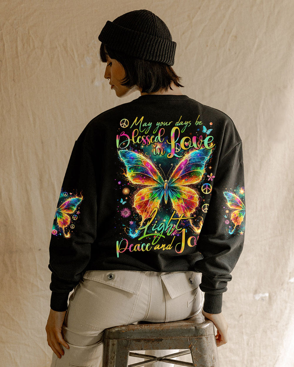 LOVE LIGHT PEACE AND JOY BUTTERFLY ALL OVER PRINT - TYTD2901242