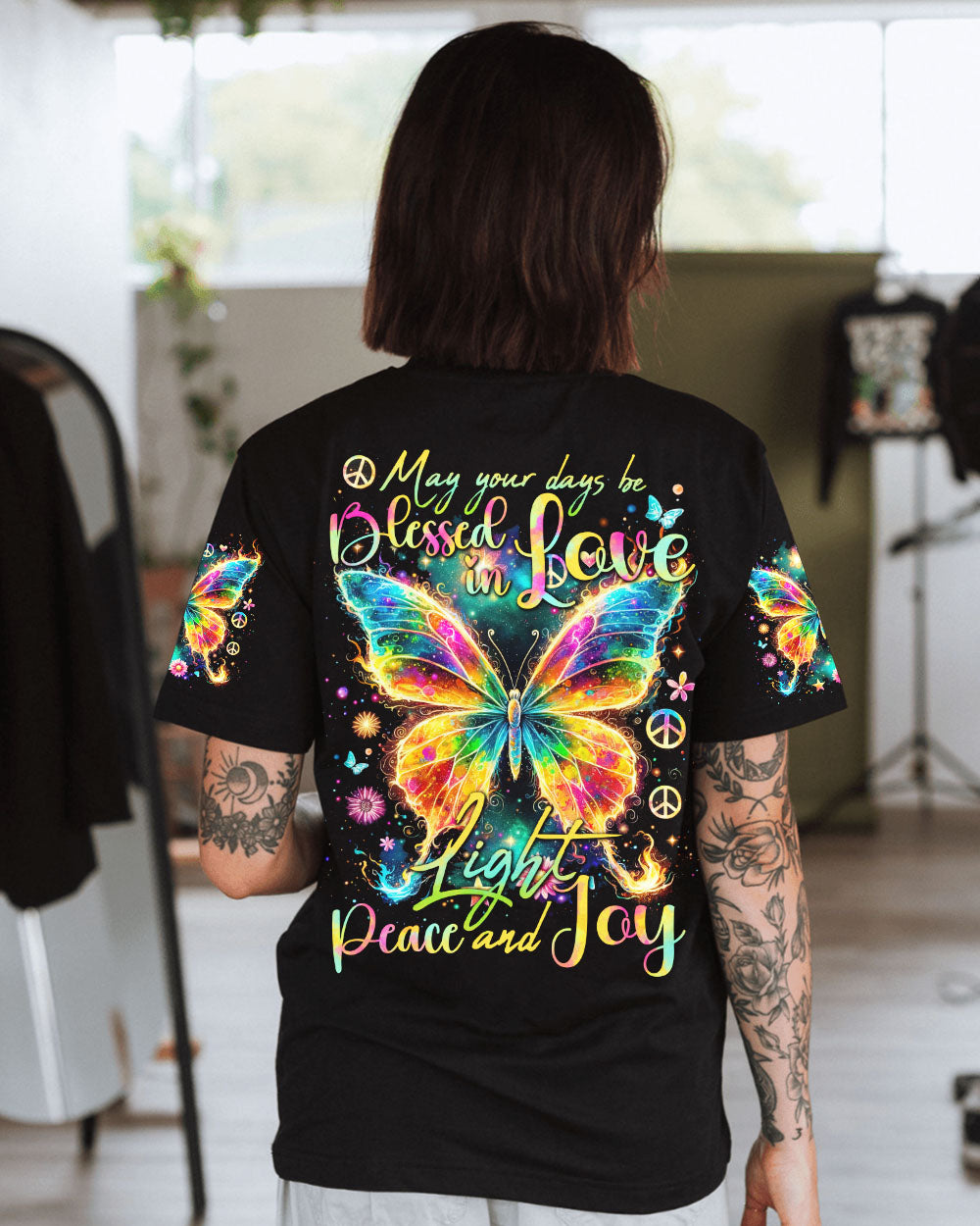 LOVE LIGHT PEACE AND JOY BUTTERFLY ALL OVER PRINT - TYTD2901242