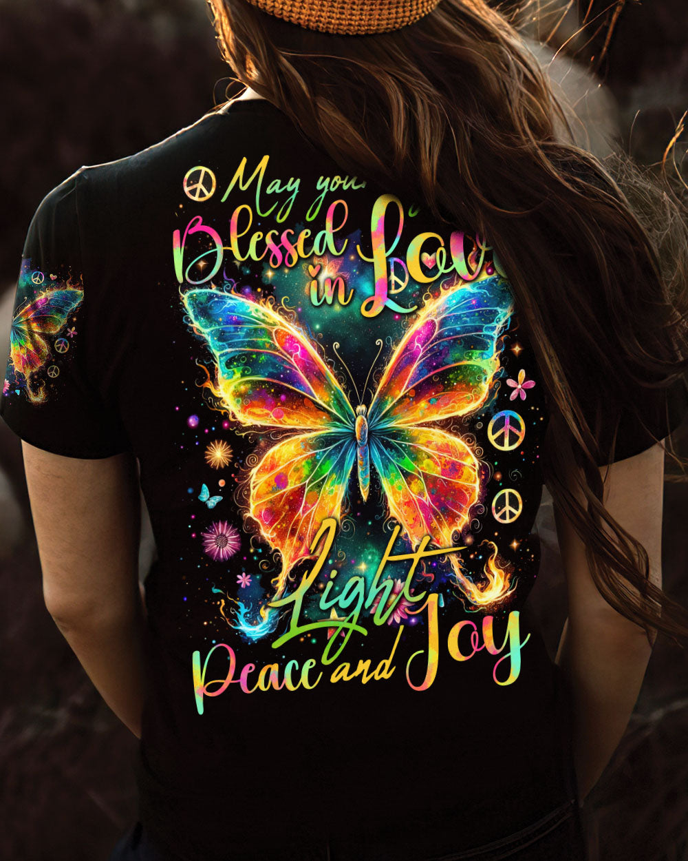 LOVE LIGHT PEACE AND JOY BUTTERFLY ALL OVER PRINT - TYTD2901242