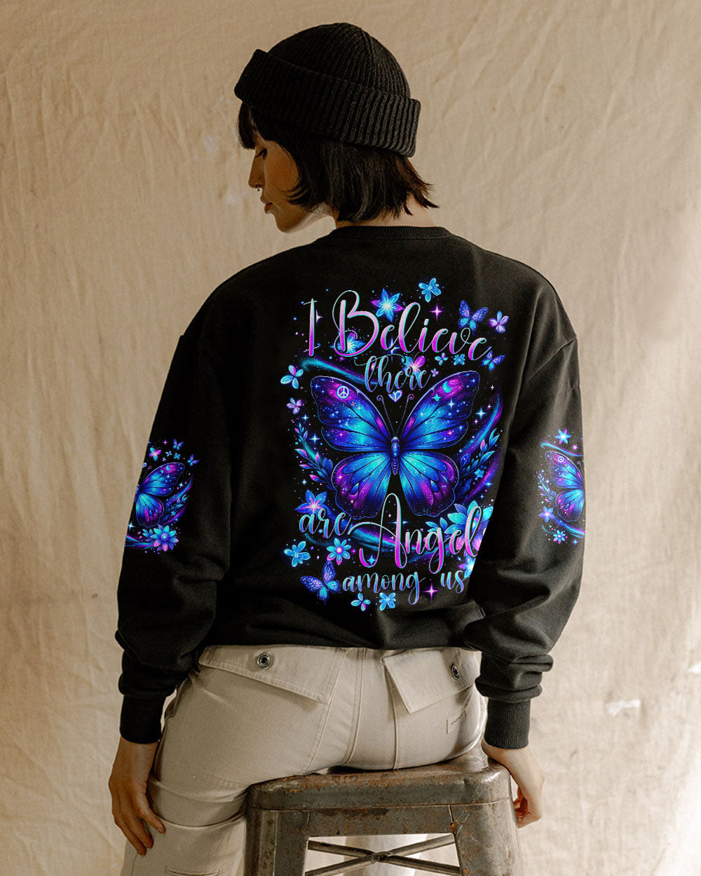 I BELIEVE THERE ARE ANGELS AMONG US BUTTERFLY ALL OVER PRINT - TYTD2903243