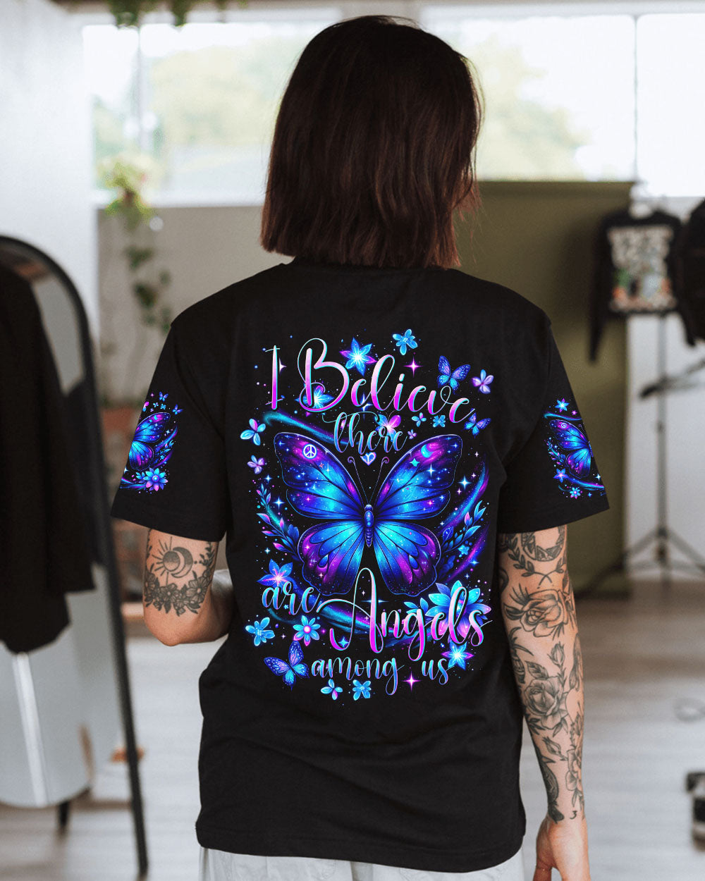 I BELIEVE THERE ARE ANGELS AMONG US BUTTERFLY ALL OVER PRINT - TYTD2903243