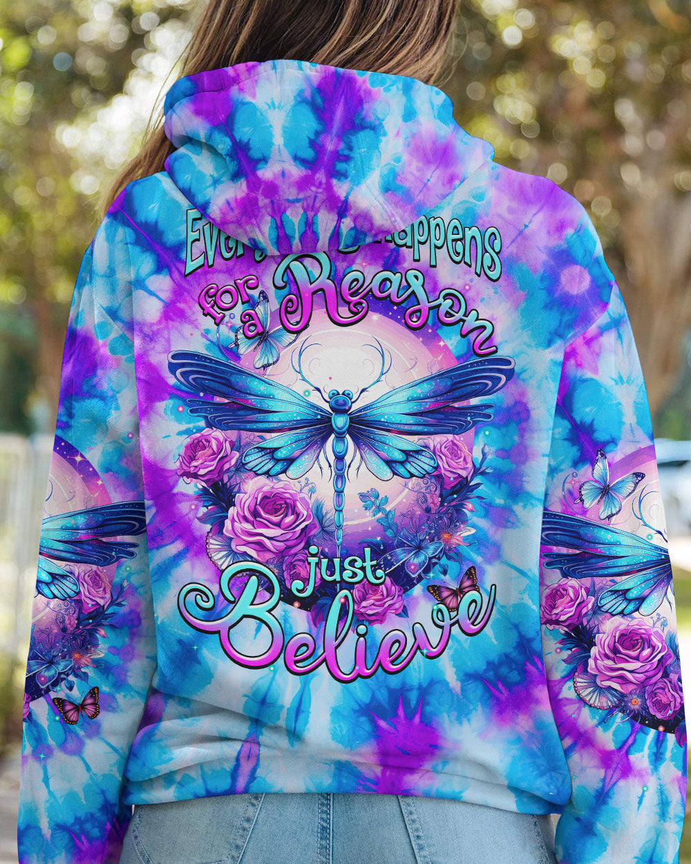 JUST BELIEVE DRAGONFLY TIE DYE ALL OVER PRINT - TYTM0108231