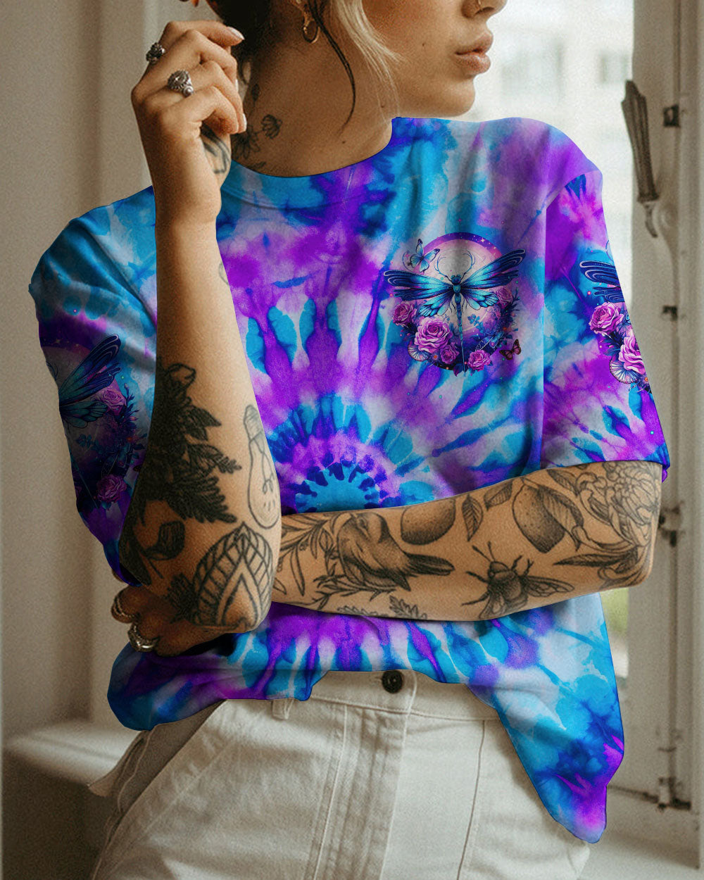 JUST BELIEVE DRAGONFLY TIE DYE ALL OVER PRINT - TYTM0108231