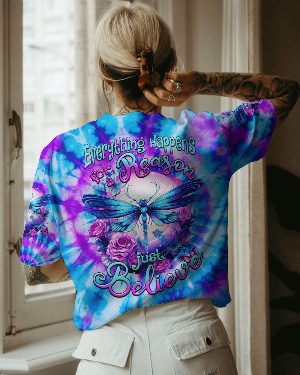 JUST BELIEVE DRAGONFLY TIE DYE ALL OVER PRINT - TYTM0108231