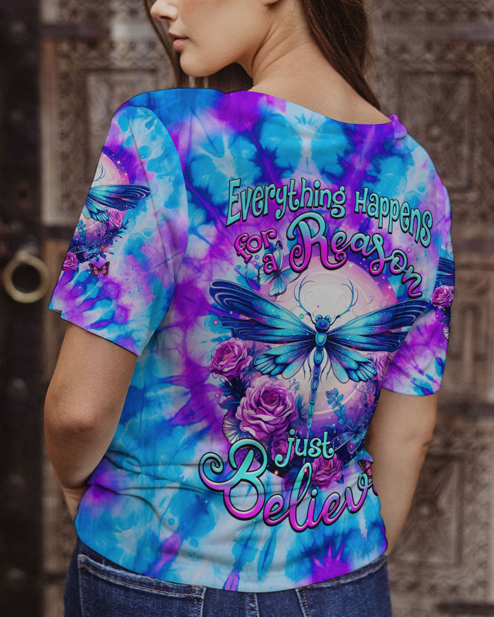 JUST BELIEVE DRAGONFLY TIE DYE ALL OVER PRINT - TYTM0108231