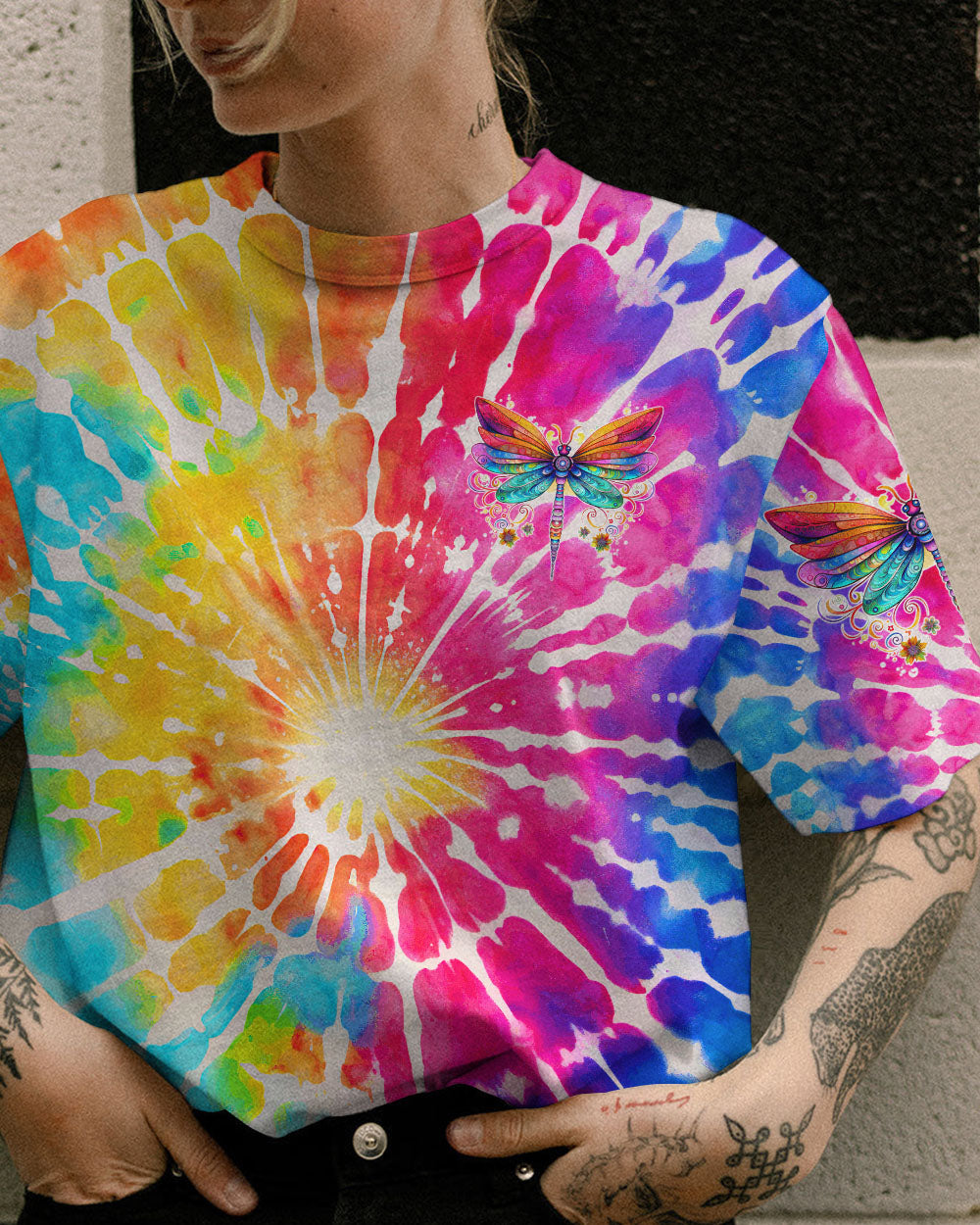 RUNNING AGAINST THE WIND DRAGONFLY TIE DYE ALL OVER PRINT - TYTM0108232
