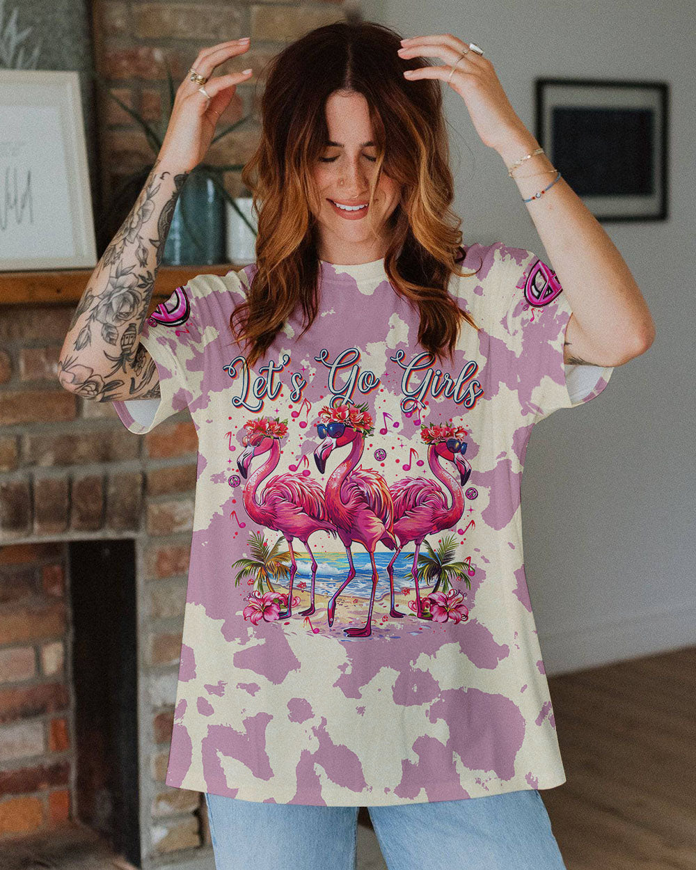 LET'S GO GIRLS FLAMINGO TIE DYE ALL OVER PRINT - TYTM0904243