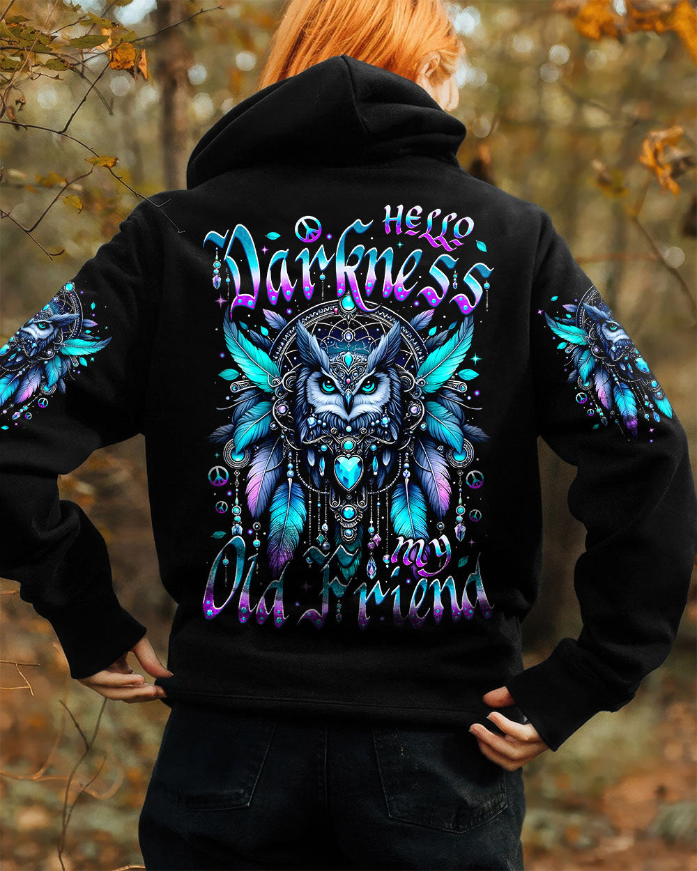 HELLO DARKNESS MY OLD FRIEND OWL HIPPIE ALL OVER PRINT - TYTM1007251