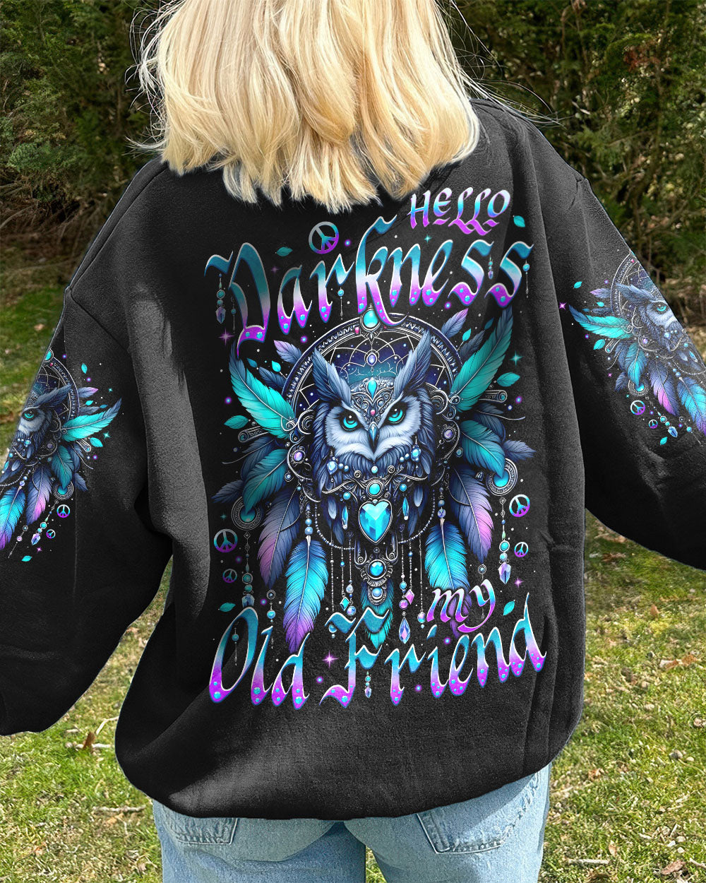 HELLO DARKNESS MY OLD FRIEND OWL HIPPIE ALL OVER PRINT - TYTM1007251