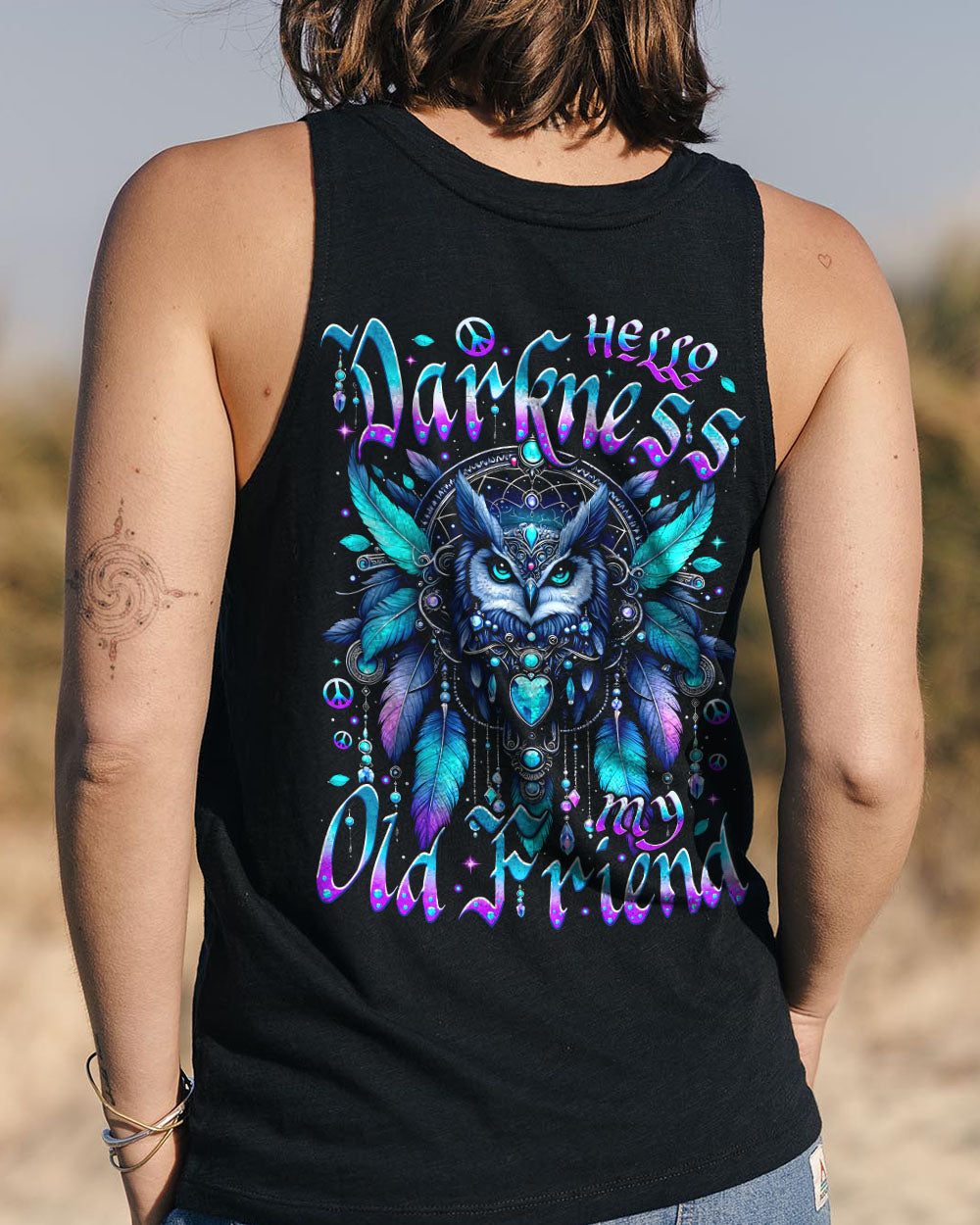 HELLO DARKNESS MY OLD FRIEND OWL HIPPIE ALL OVER PRINT - TYTM1007251