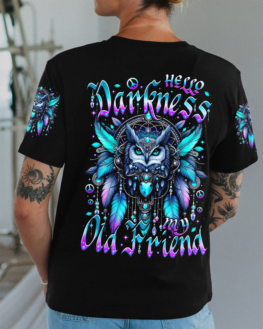 HELLO DARKNESS MY OLD FRIEND OWL HIPPIE ALL OVER PRINT - TYTM1007251