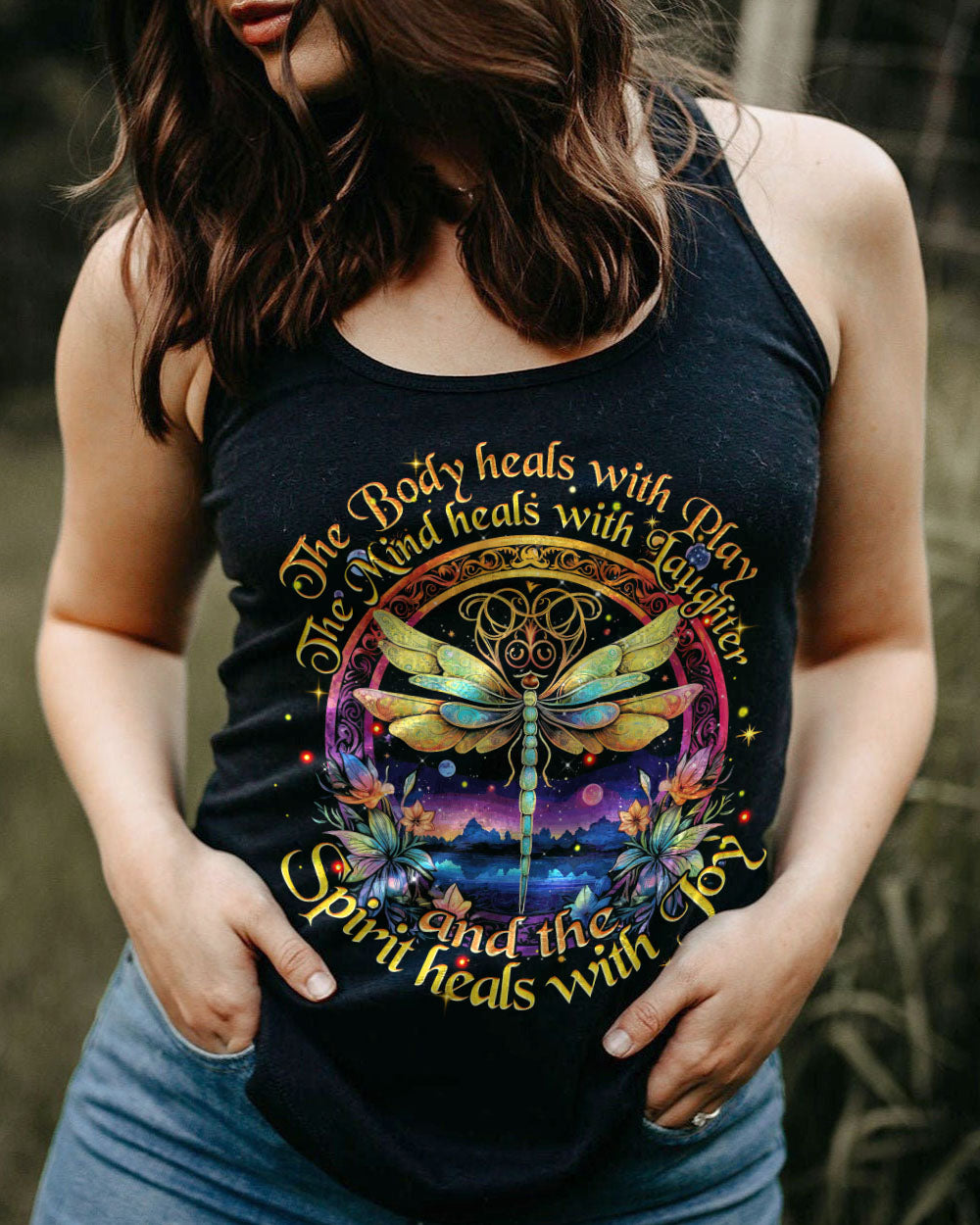 SPIRIT HEALS WITH JOY DRAGONFLY ALL OVER PRINT - TYTM1107231