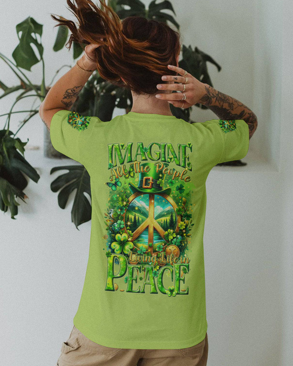 IMAGINE ALL THE PEOPLE LIVING LIFE IN PEACE PATRICK'S DAY ALL OVER PRINT - TYTM1201241