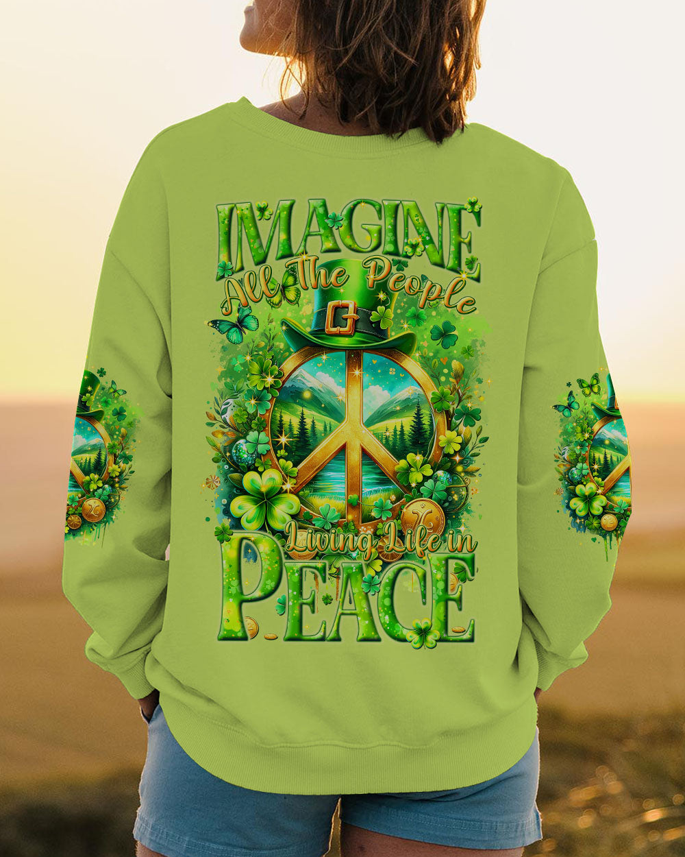 IMAGINE ALL THE PEOPLE LIVING LIFE IN PEACE PATRICK'S DAY ALL OVER PRINT - TYTM1201241