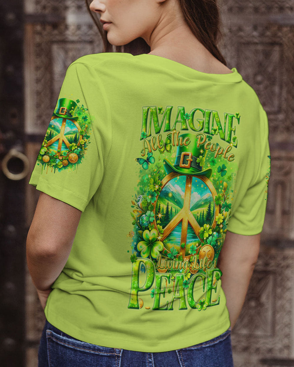 IMAGINE ALL THE PEOPLE LIVING LIFE IN PEACE PATRICK'S DAY ALL OVER PRINT - TYTM1201241