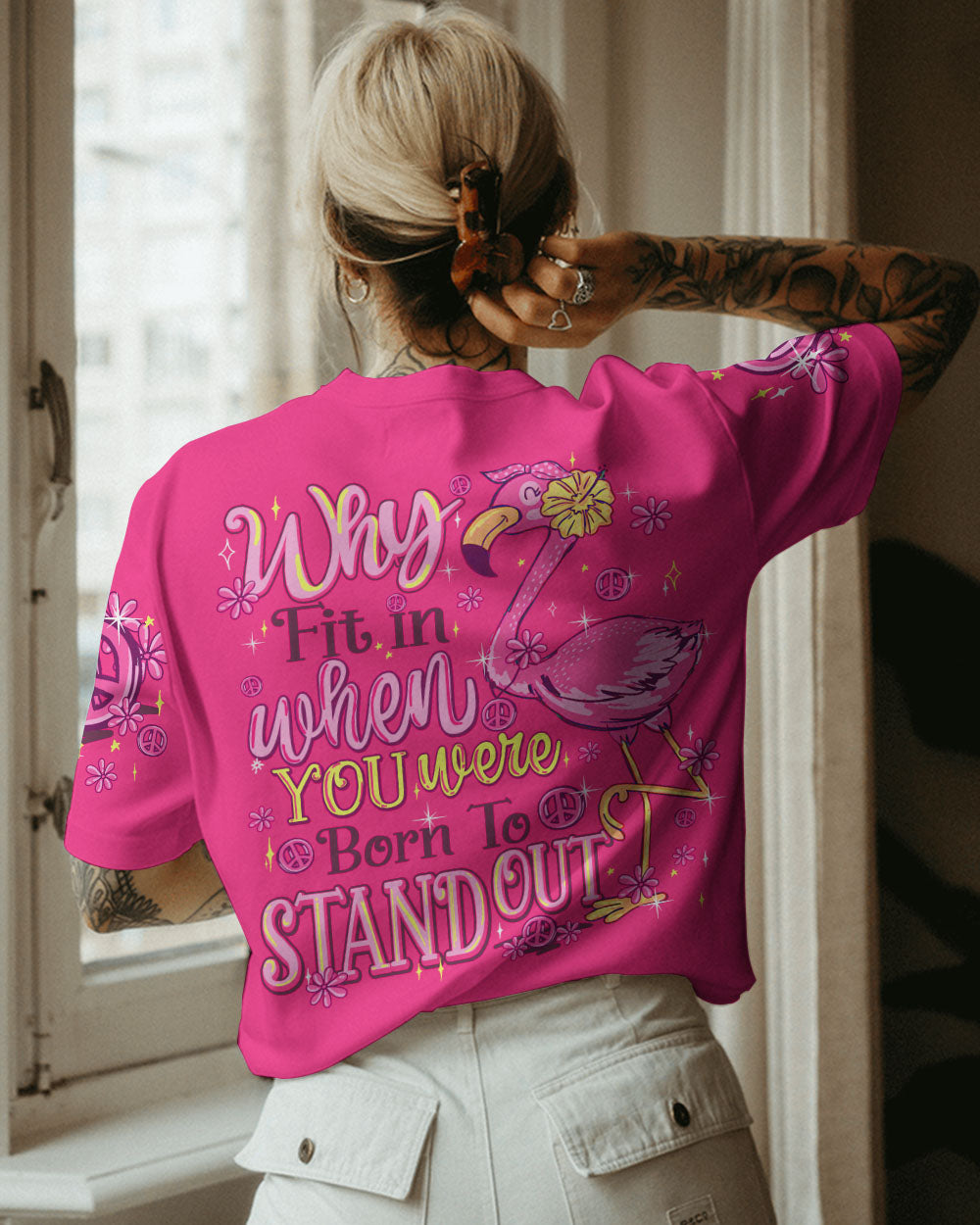 BORN TO STAND OUT FLAMINGO ALL OVER PRINT - TYTM1306233