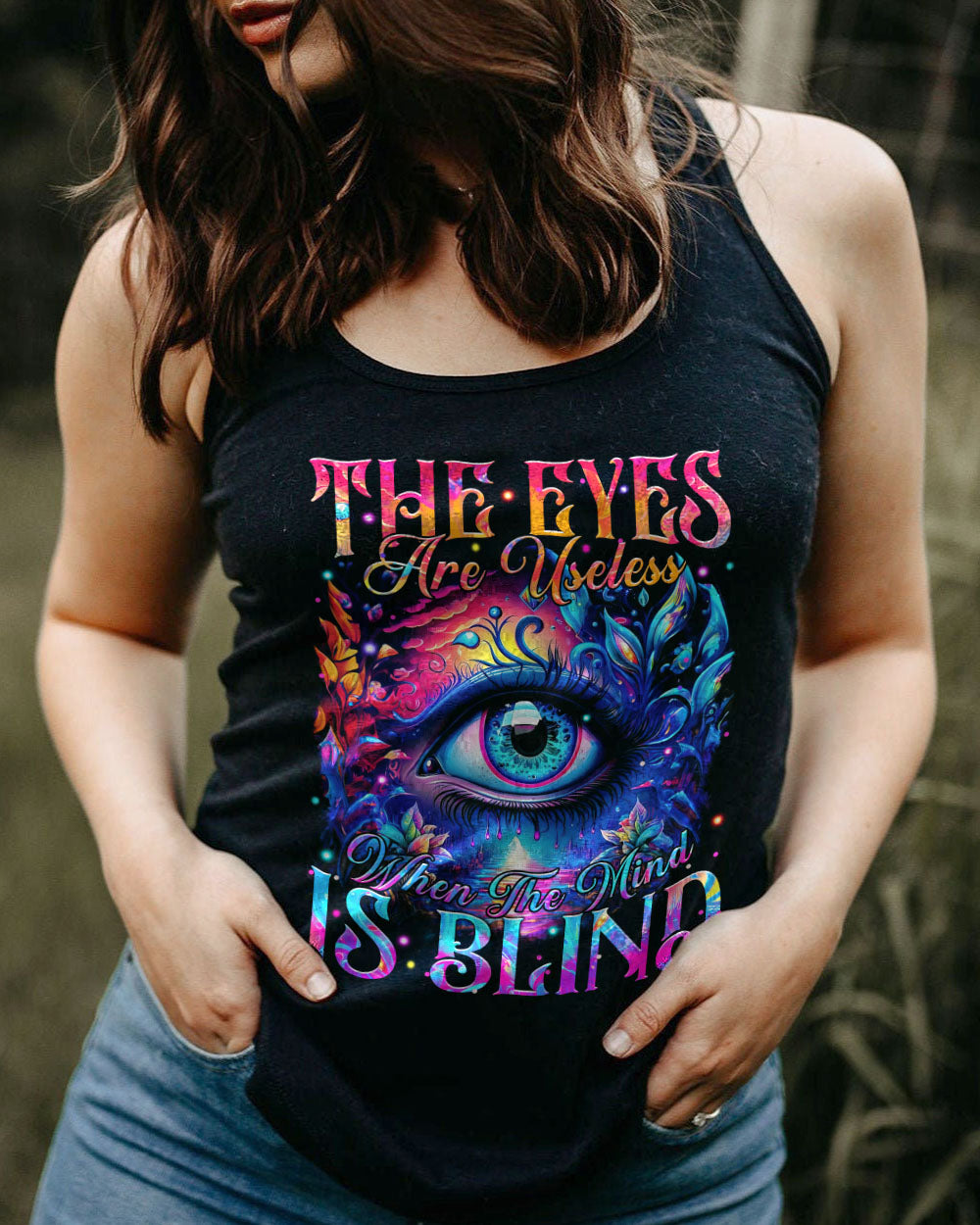 THE EYES ARE USELESS WHEN THE MIND IS BLIND ALL OVER PRINT - TYTM2308232