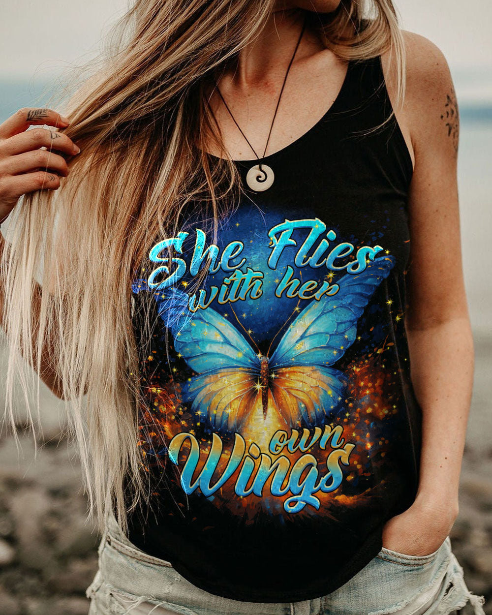 SHE FLIES WITH HER OWN WINGS BUTTERFLY ALL OVER PRINT - TYTM2507233