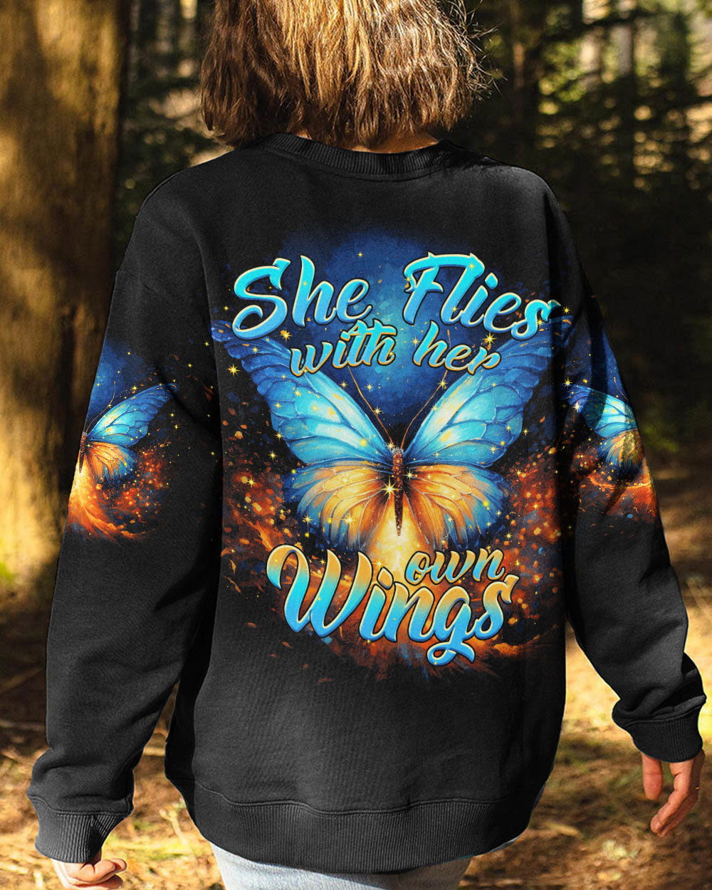 SHE FLIES WITH HER OWN WINGS BUTTERFLY ALL OVER PRINT - TYTM2507233
