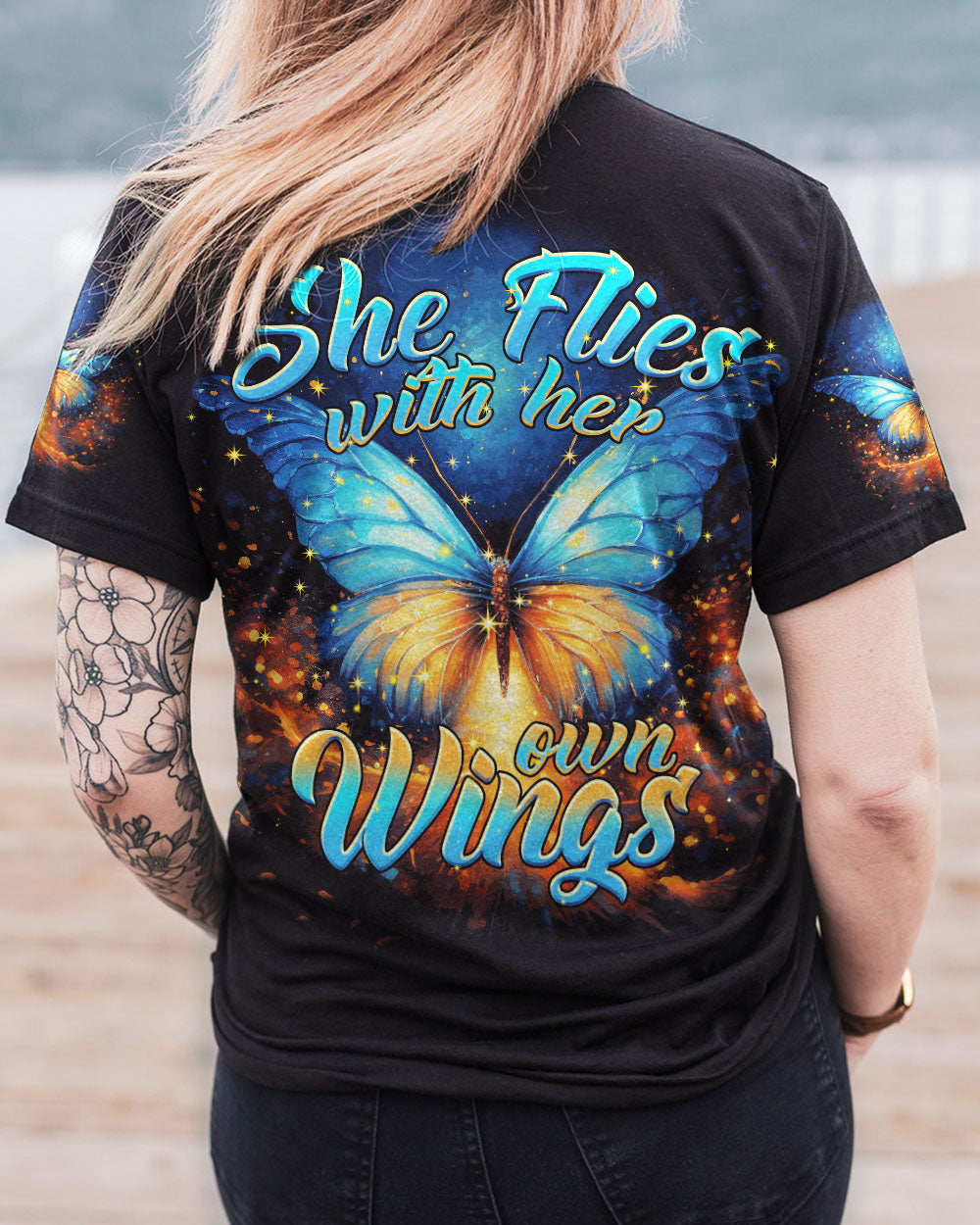 SHE FLIES WITH HER OWN WINGS BUTTERFLY ALL OVER PRINT - TYTM2507233