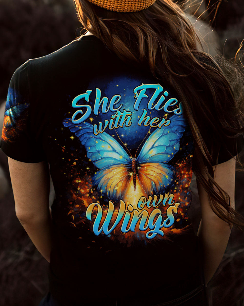 SHE FLIES WITH HER OWN WINGS BUTTERFLY ALL OVER PRINT - TYTM2507233