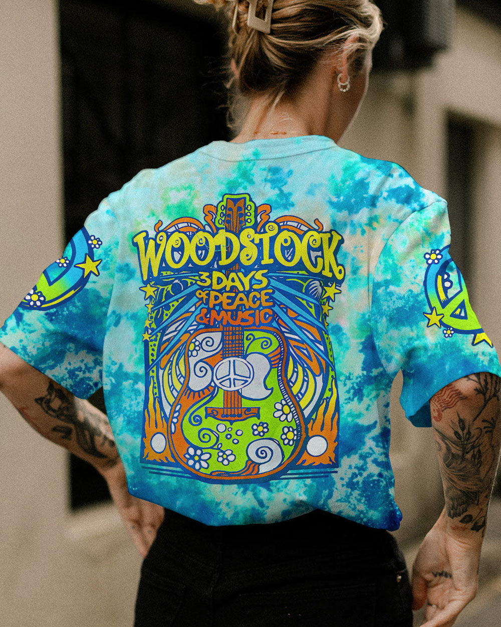 PEACE AND MUSIC GUITAR TIE DYE ALL OVER PRINT - TYTM2607232