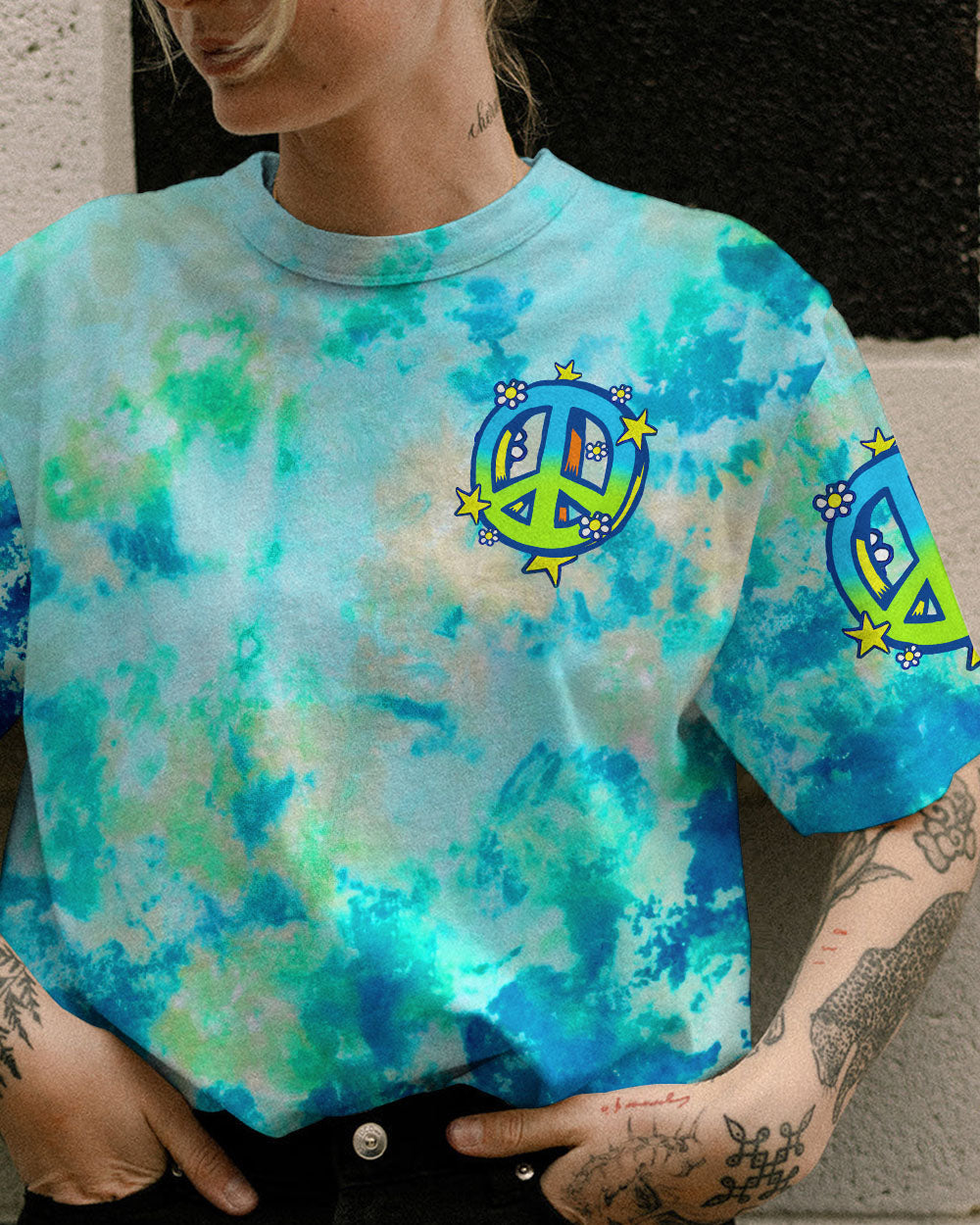 PEACE AND MUSIC GUITAR TIE DYE ALL OVER PRINT - TYTM2607232