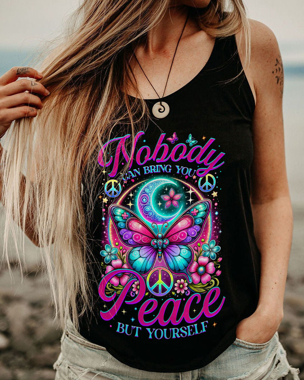 NOBODY CAN BRING YOU PEACE BUT YOURSELF BUTTERFLY ALL OVER PRINT - TYTM2703252