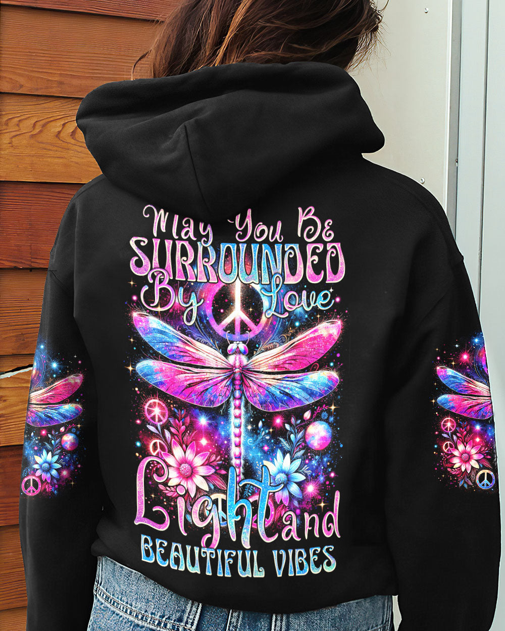LOVE, LIGHT AND BEAUTIFUL VIBES DRAGONFLY ALL OVER PRINT - TYTM3001242