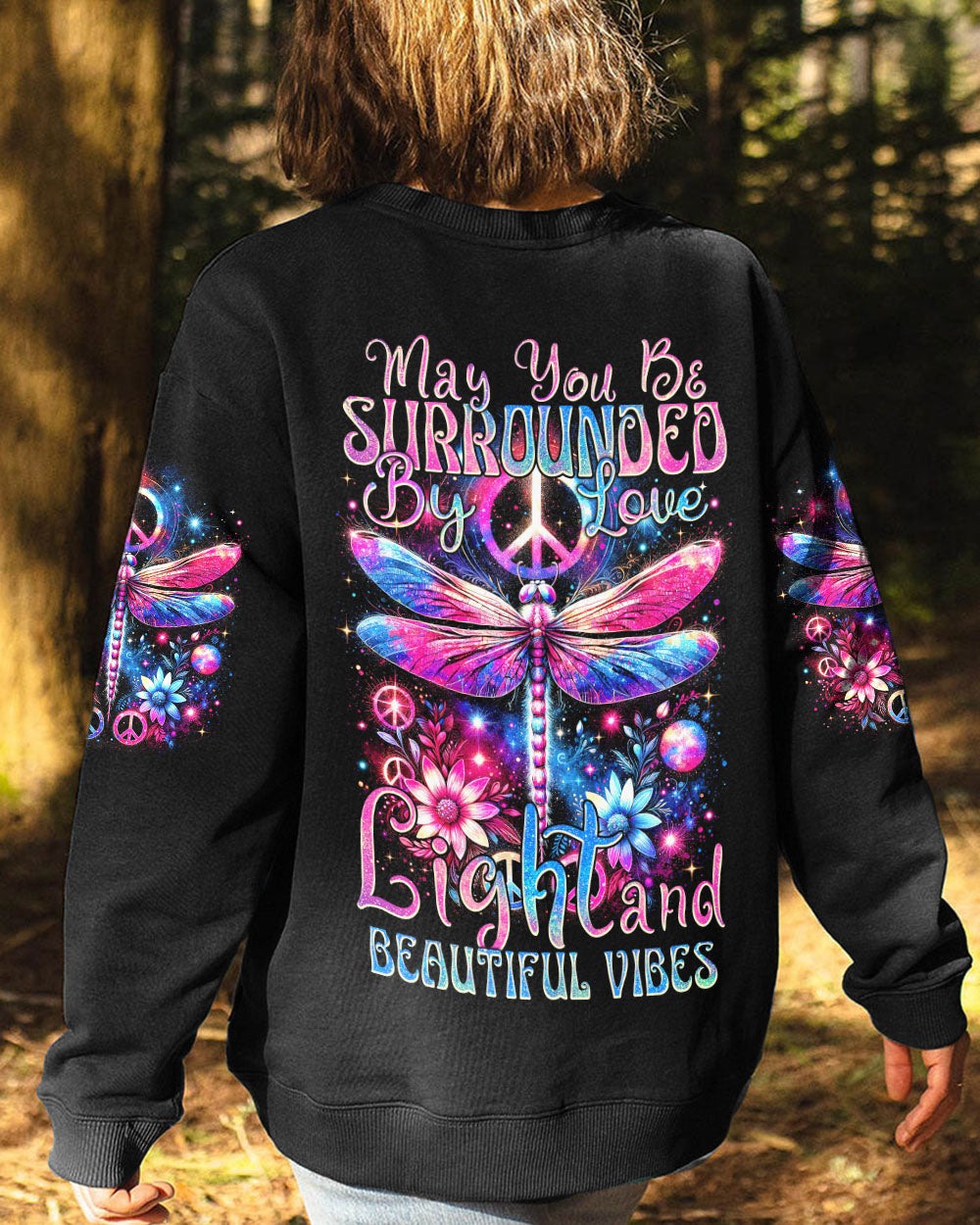 LOVE, LIGHT AND BEAUTIFUL VIBES DRAGONFLY ALL OVER PRINT - TYTM3001242
