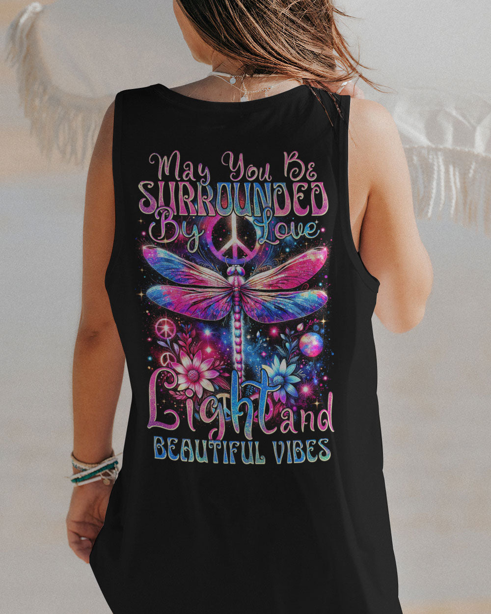 LOVE, LIGHT AND BEAUTIFUL VIBES DRAGONFLY ALL OVER PRINT - TYTM3001242