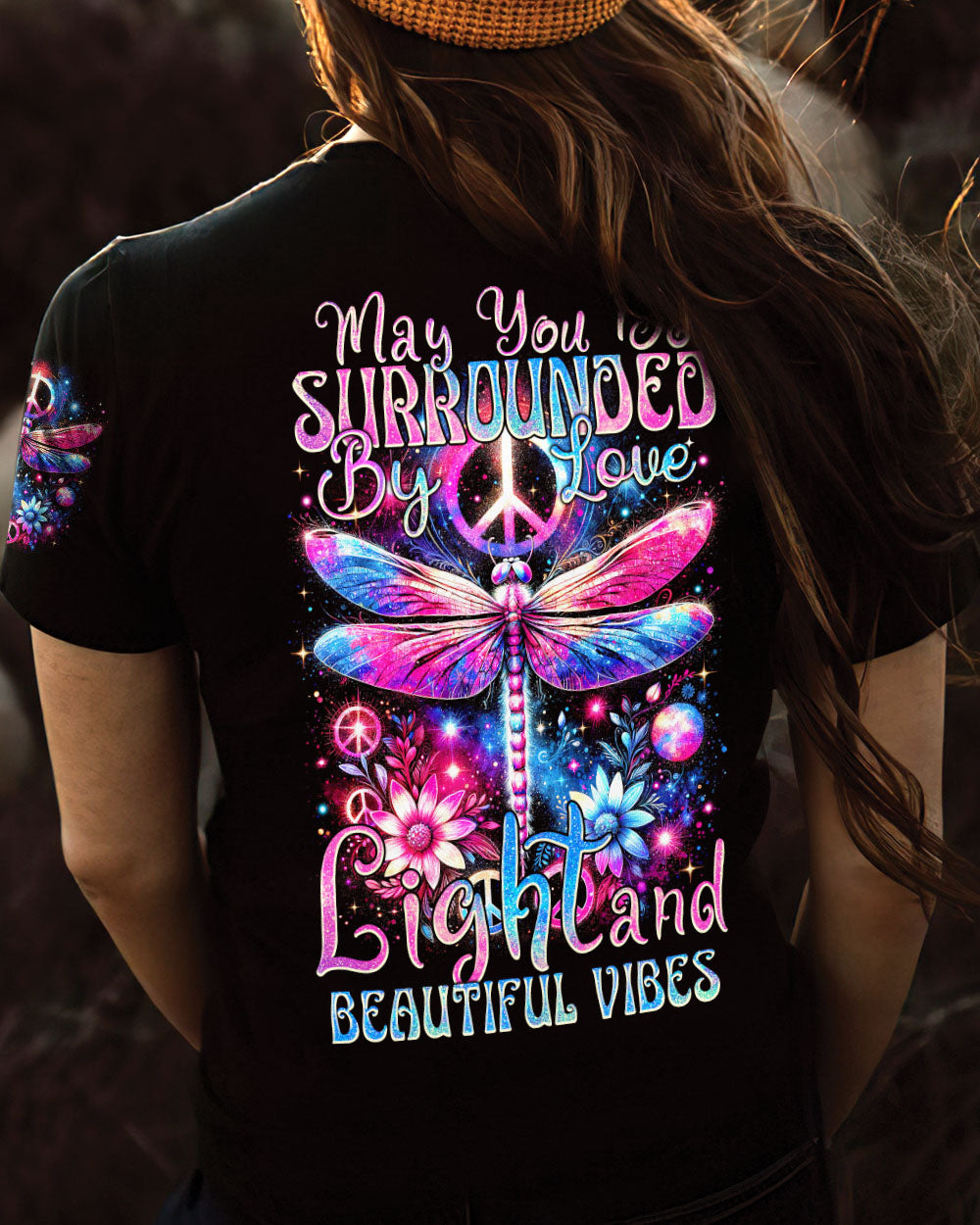 LOVE, LIGHT AND BEAUTIFUL VIBES DRAGONFLY ALL OVER PRINT - TYTM3001242