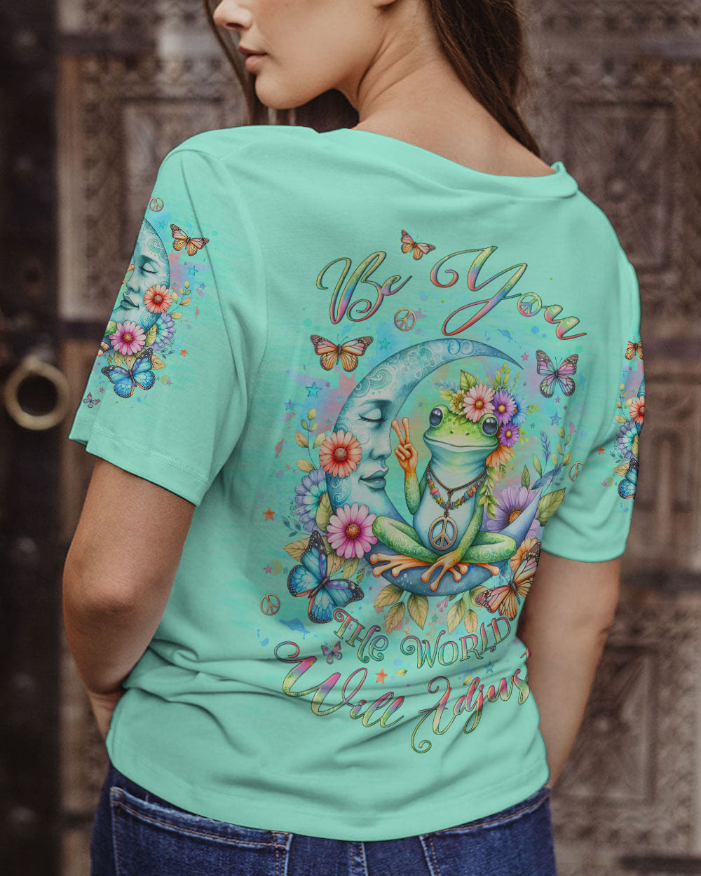 BE YOU THE WORLD WILL ADJUST FROG ALL OVER PRINT - YHLT0712232