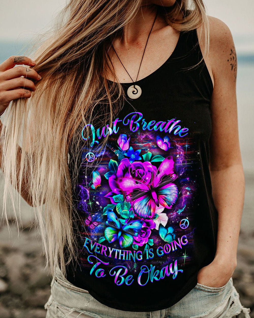 JUST BREATHE BUTTERFLY ALL OVER PRINT - YHDU0304253