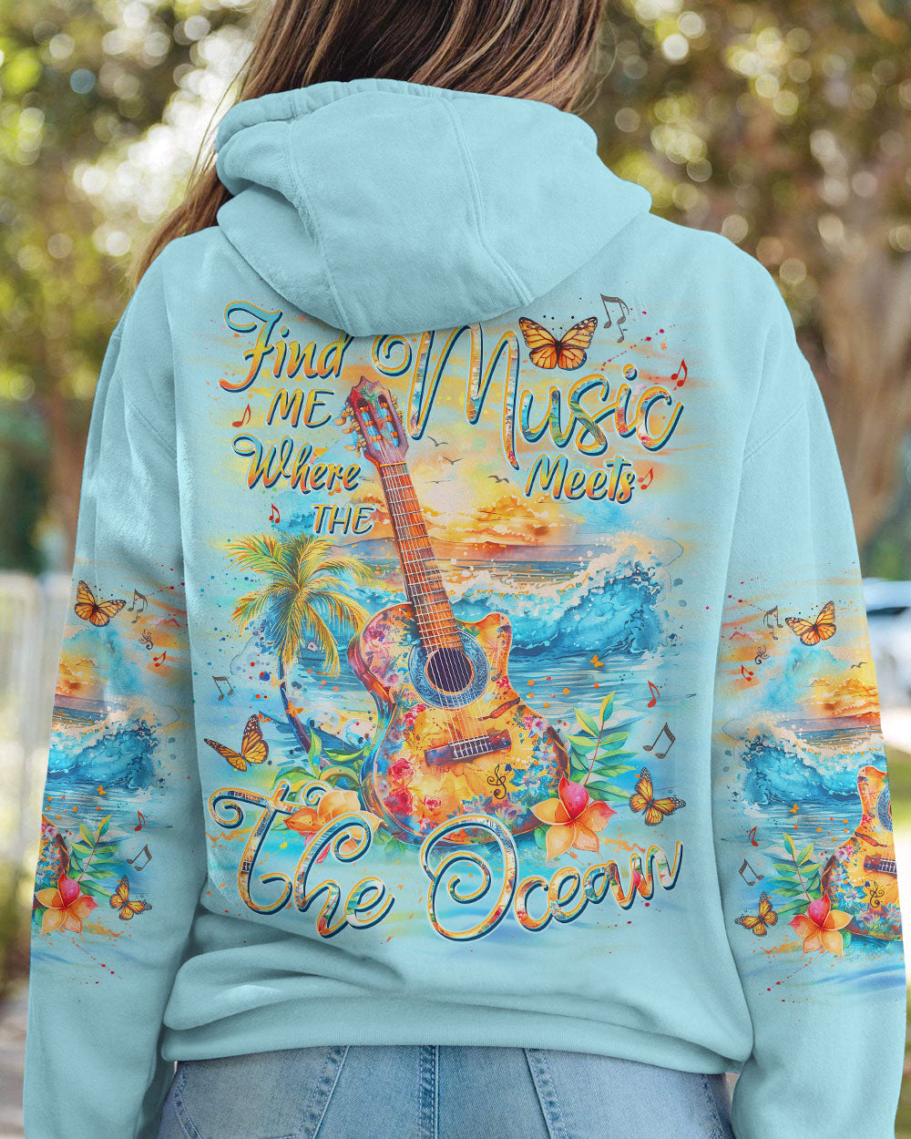 FIND ME WHERE THE MUSIC MEETS THE OCEAN GUITAR ALL OVER PRINT - YHDU0403242