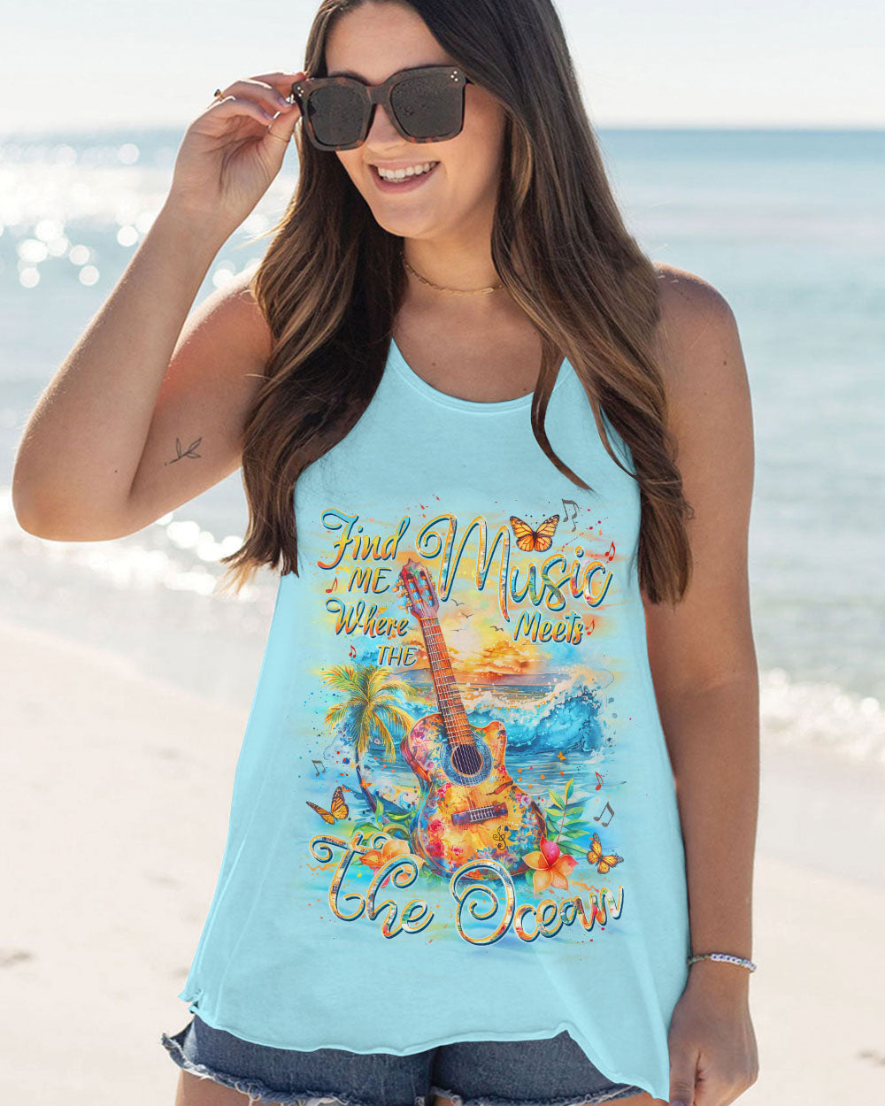 FIND ME WHERE THE MUSIC MEETS THE OCEAN GUITAR ALL OVER PRINT - YHDU0403242