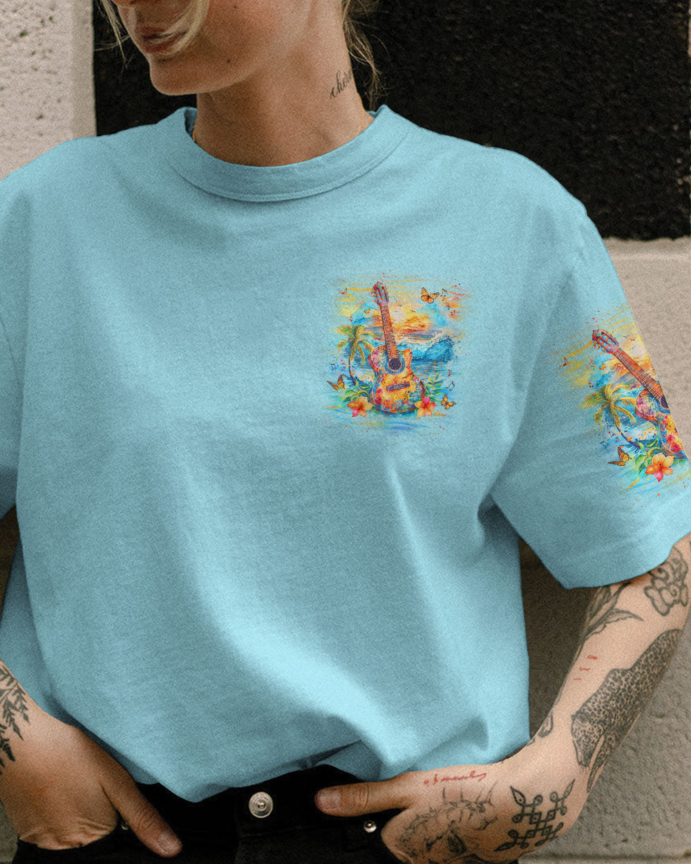 FIND ME WHERE THE MUSIC MEETS THE OCEAN GUITAR ALL OVER PRINT - YHDU0403242