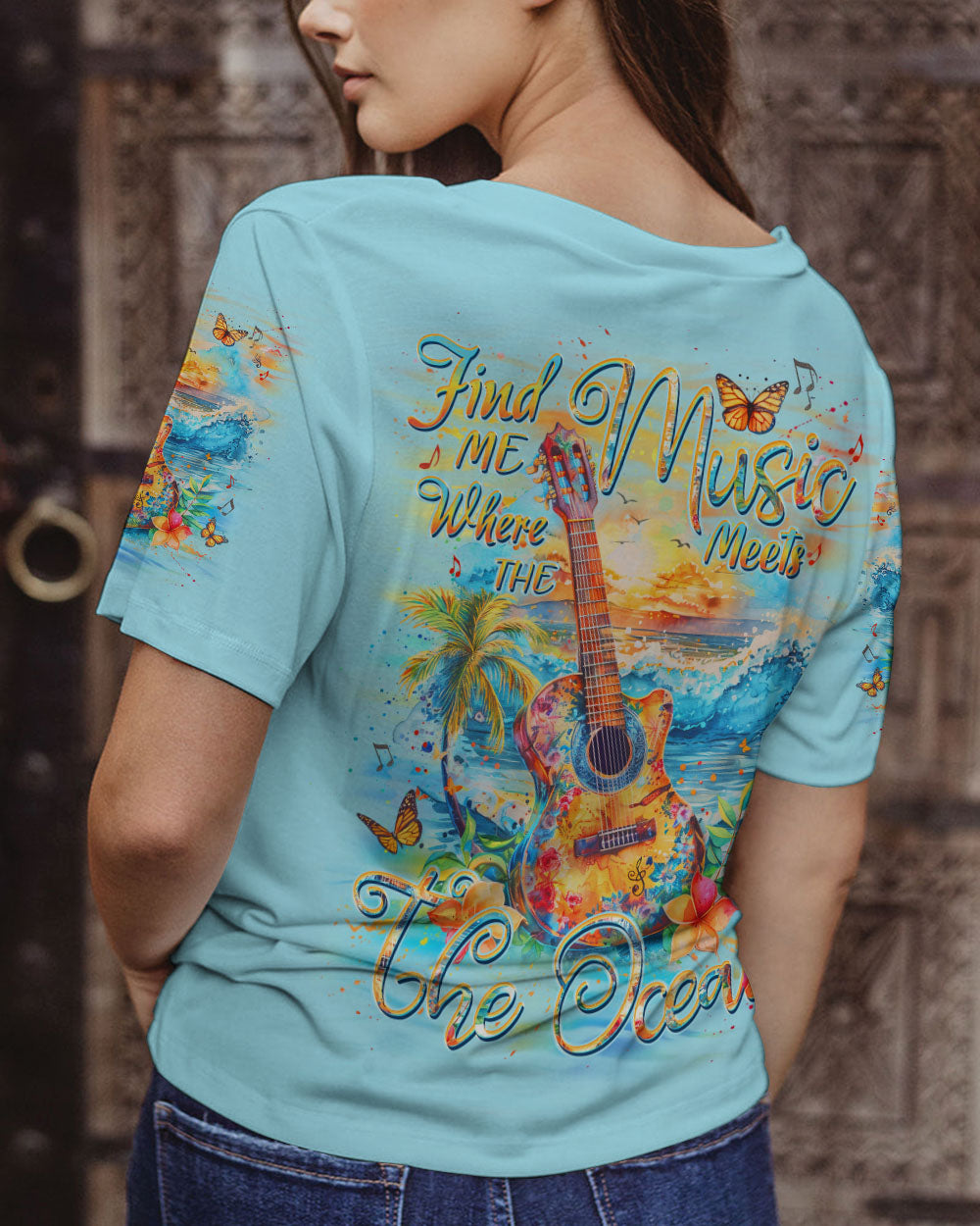 FIND ME WHERE THE MUSIC MEETS THE OCEAN GUITAR ALL OVER PRINT - YHDU0403242