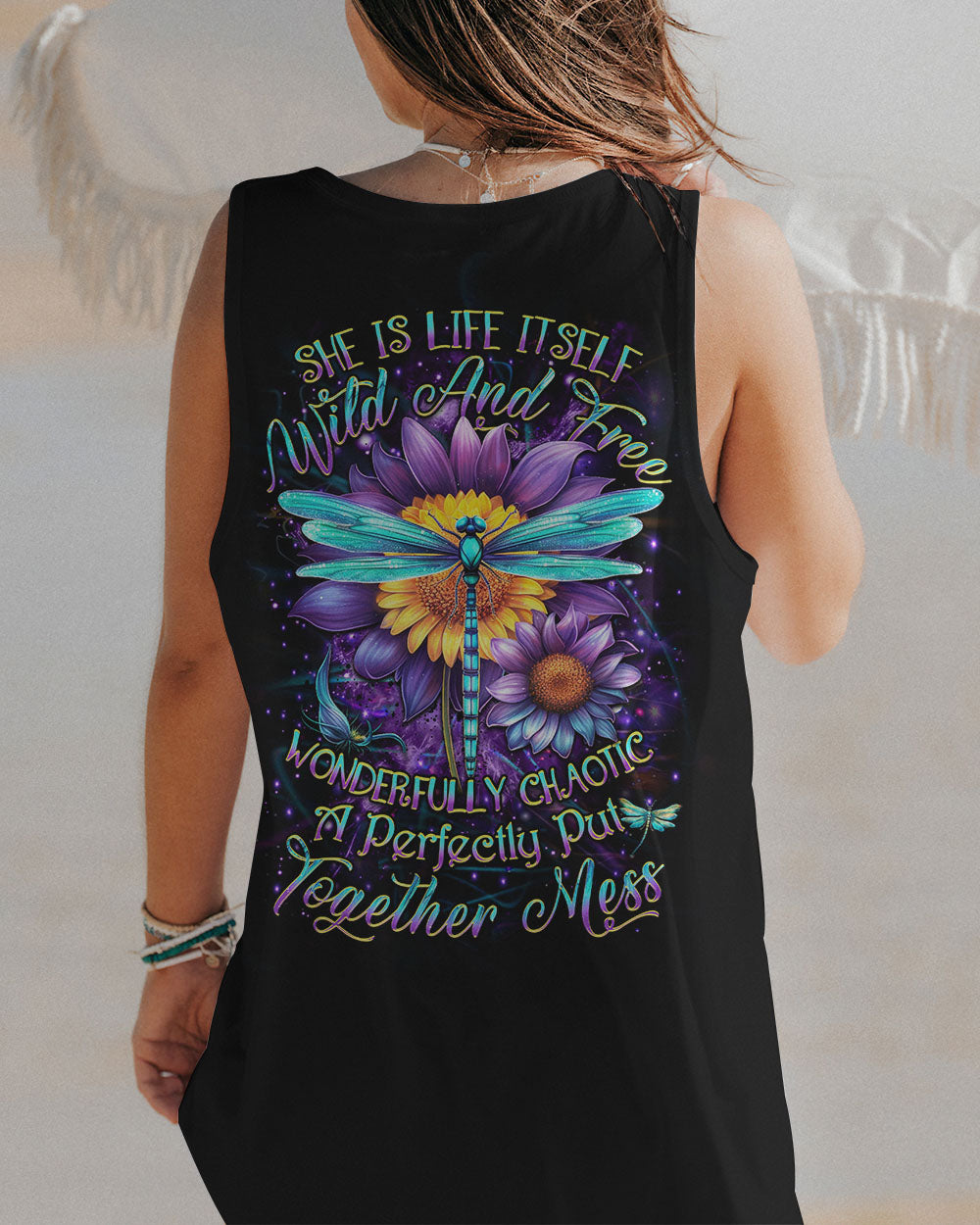 SHE IS LIFE ITSELF WILD AND FREE DRAGONFLY ALL OVER PRINT - YHDU0410233