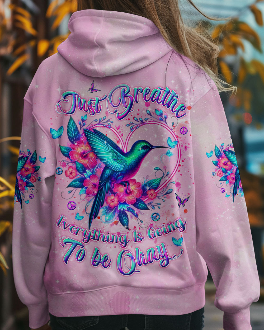 JUST BREATHE HUMMINGBIRD ALL OVER PRINT - YHDU0410244