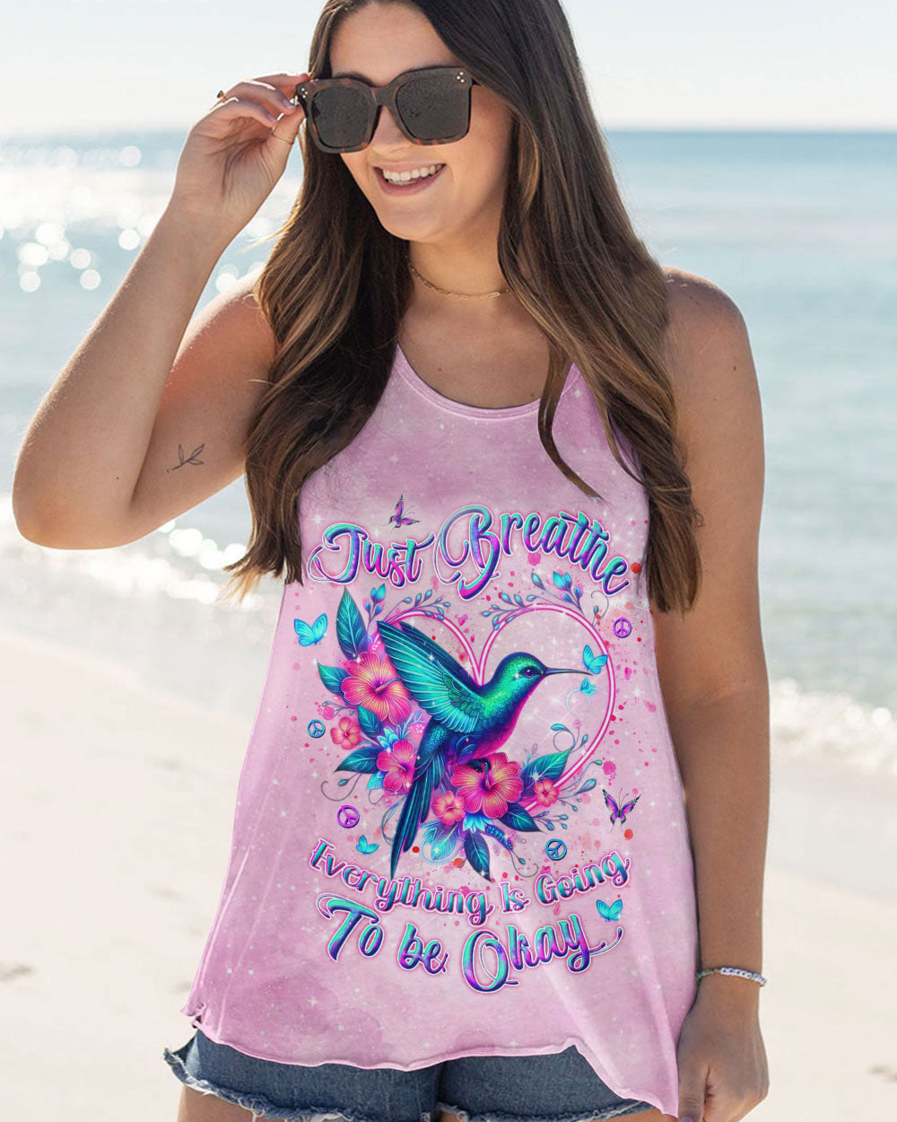 JUST BREATHE HUMMINGBIRD ALL OVER PRINT - YHDU0410244