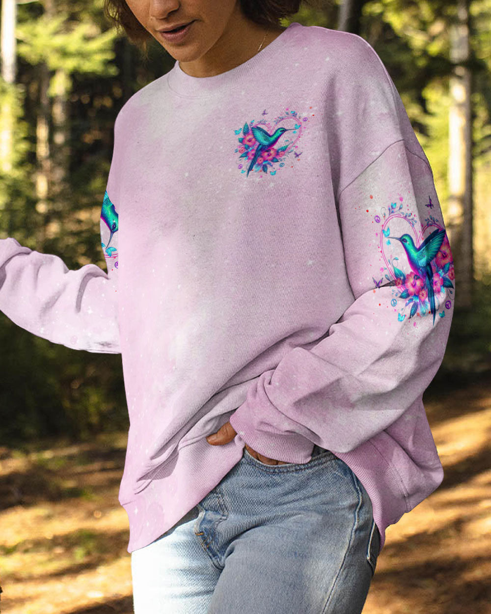 JUST BREATHE HUMMINGBIRD ALL OVER PRINT - YHDU0410244