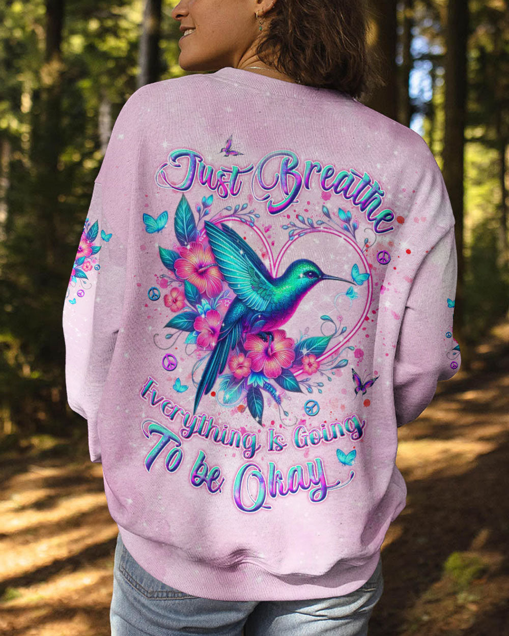 JUST BREATHE HUMMINGBIRD ALL OVER PRINT - YHDU0410244