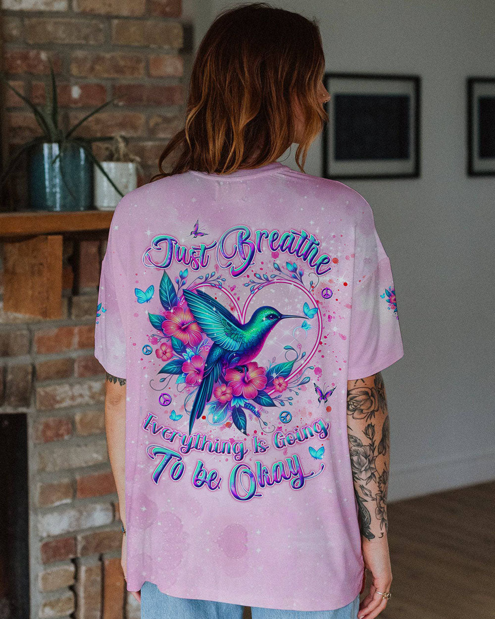 JUST BREATHE HUMMINGBIRD ALL OVER PRINT - YHDU0410244